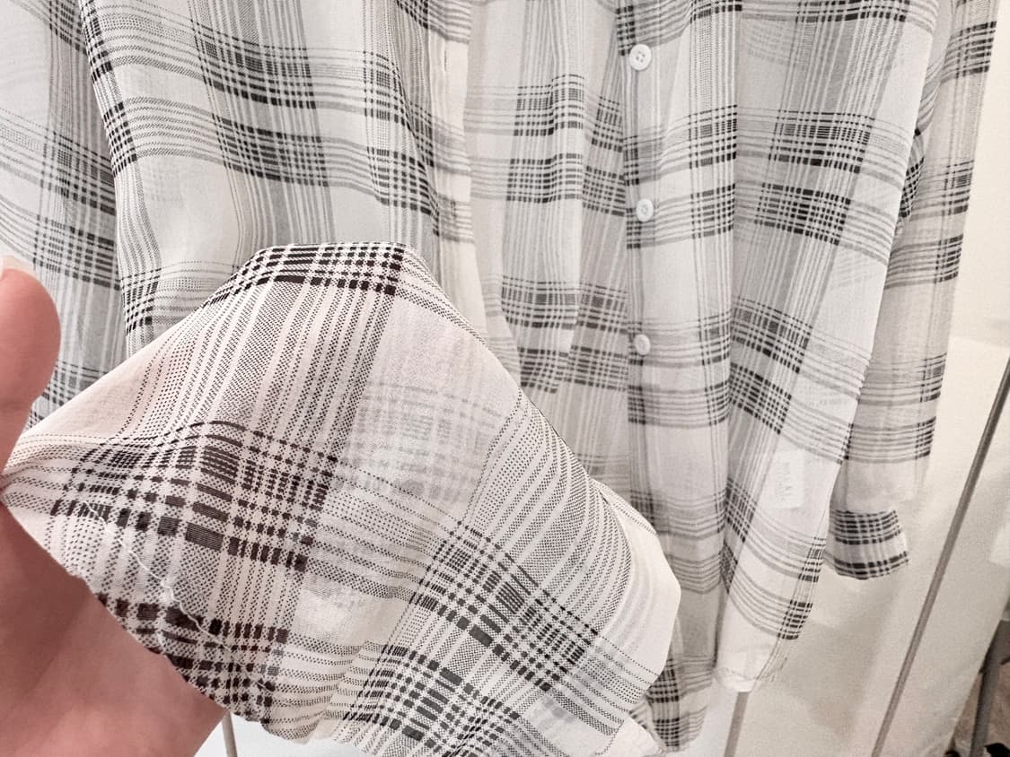 오버핏 시스루 체크 셔츠 상품이미지2