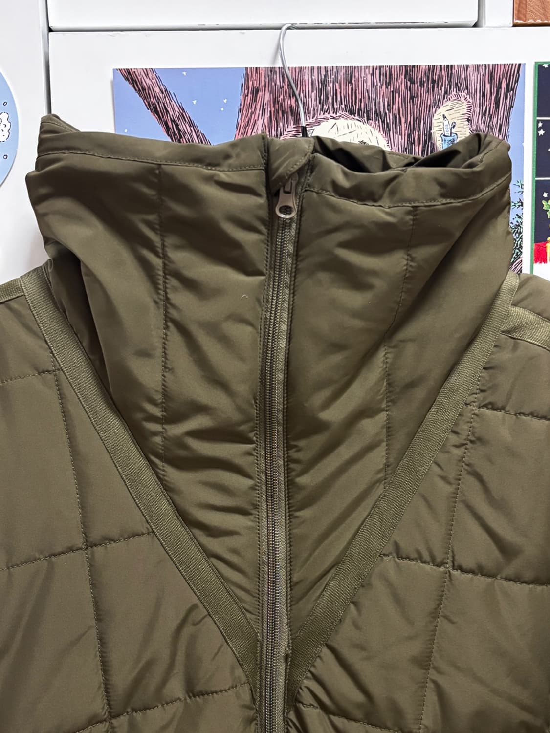 드니벨 2way 하이네크 숏패딩 - 카키, L 상품이미지3