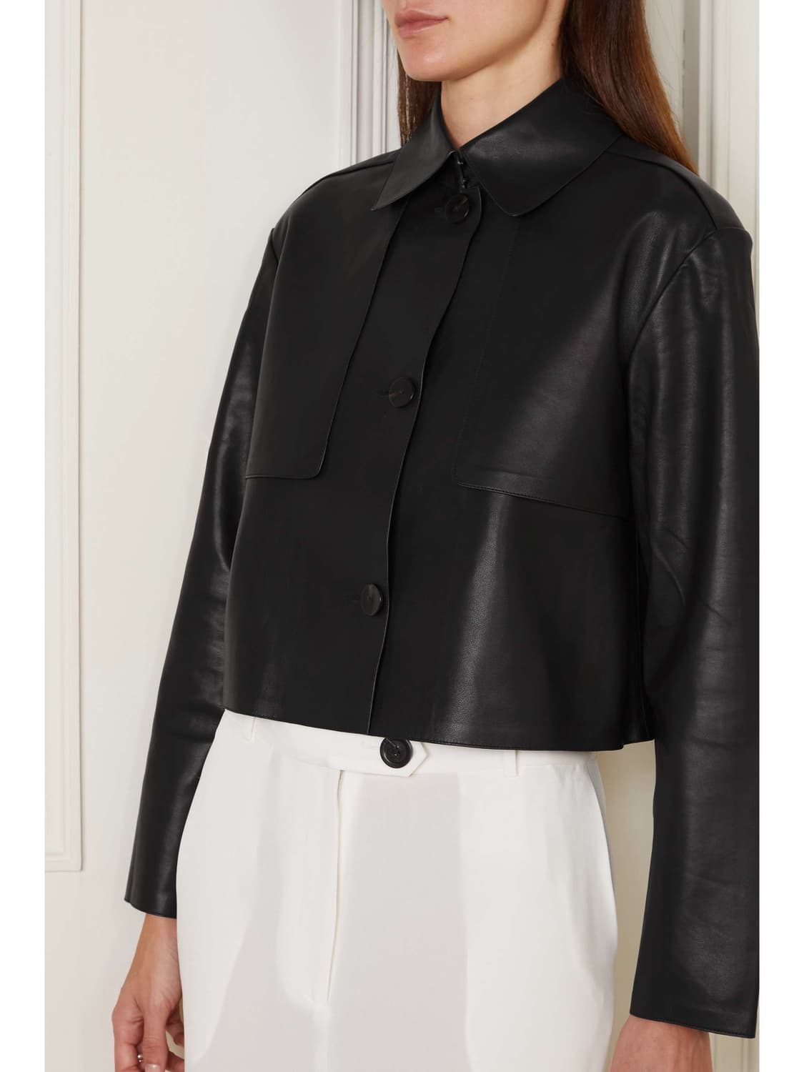 DKNY 블랙 램스킨 셔츠자켓 xs (44-55) 미사용 새제품 상품이미지5