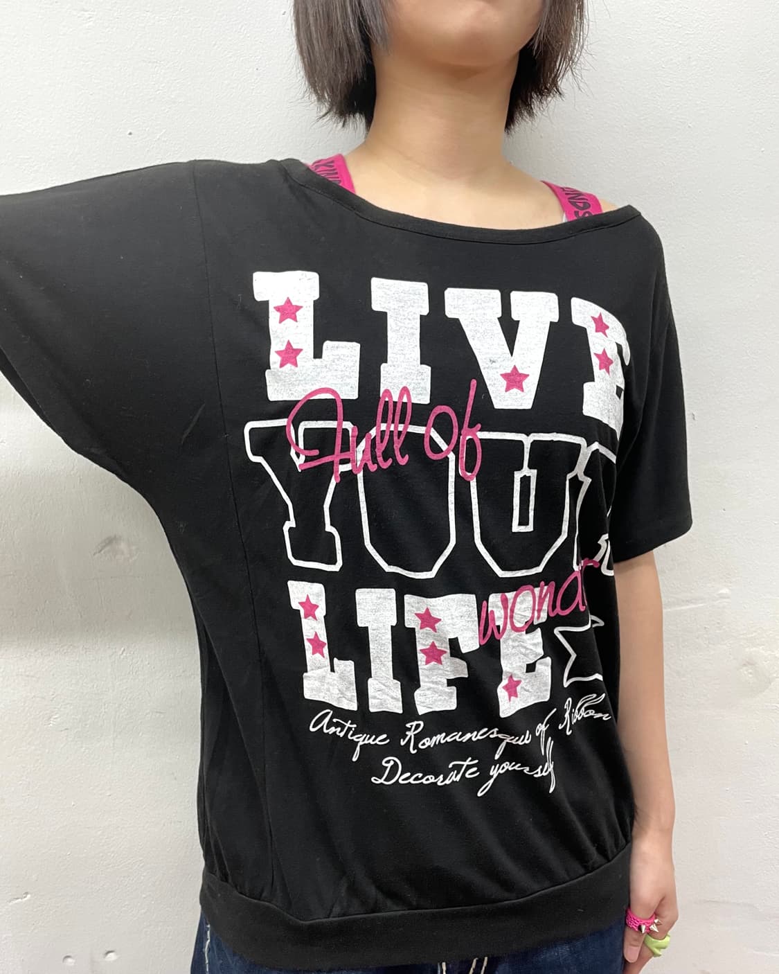 Pink star shoulder kitsch T-shirt 상품이미지4