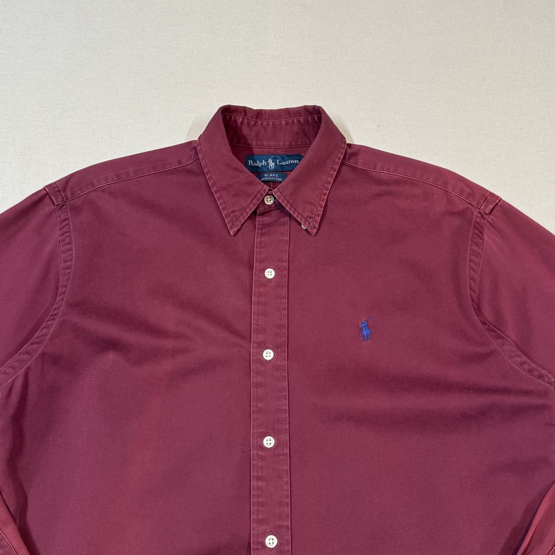 M) 폴로 랄프로렌 버건디 솔리드 셔츠 썬페이드 상품이미지3
