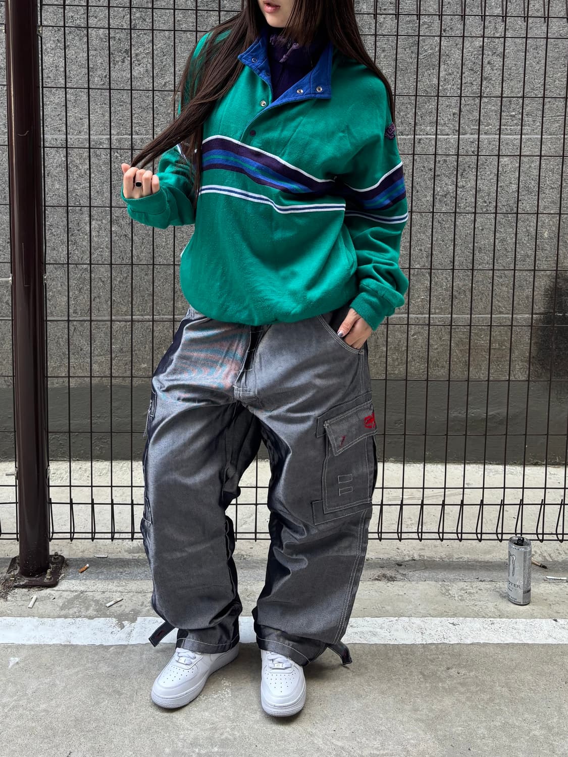 Adidas그린 스트라이프 맨투맨 상품이미지3