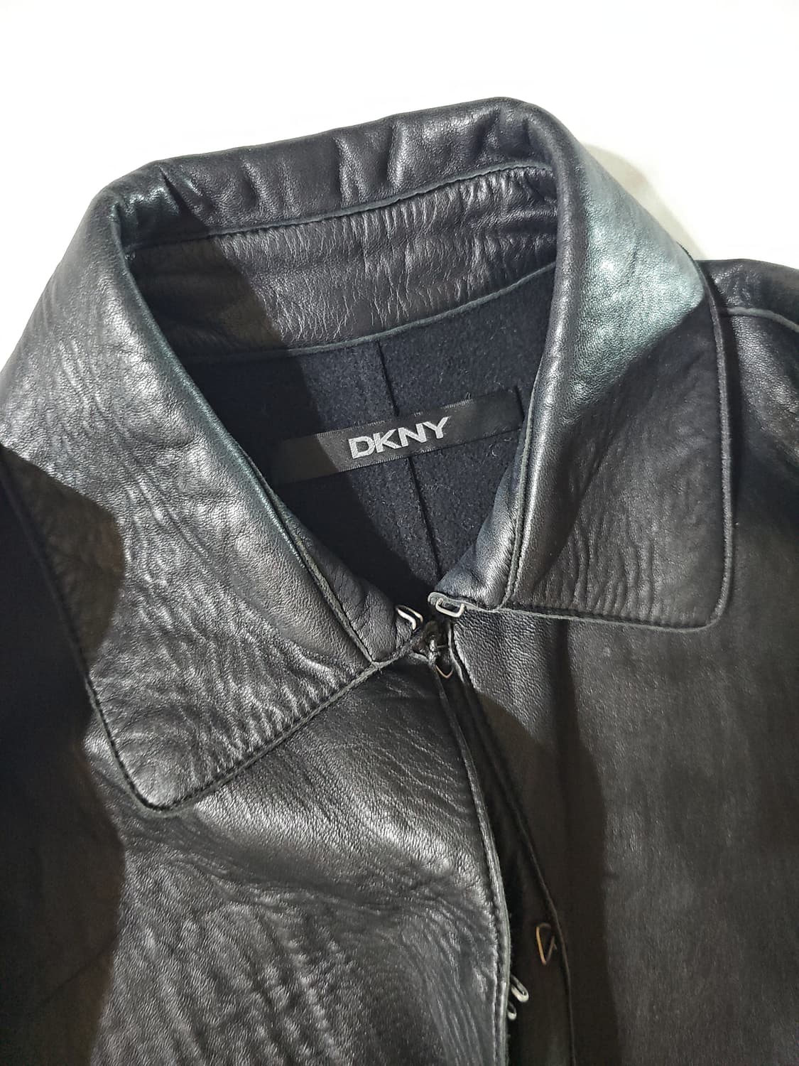 DKNY japan 빈티지 블랙 레더 롱 코트 가죽 자켓 상품이미지4