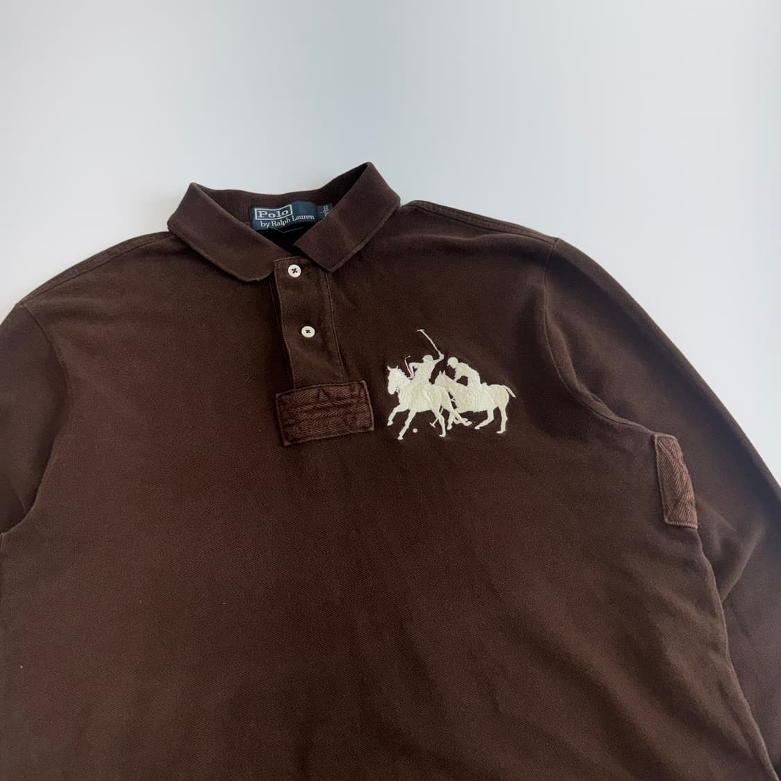 Polo 폴로 화이트 빅 포니 브라운 카라티 상품이미지4