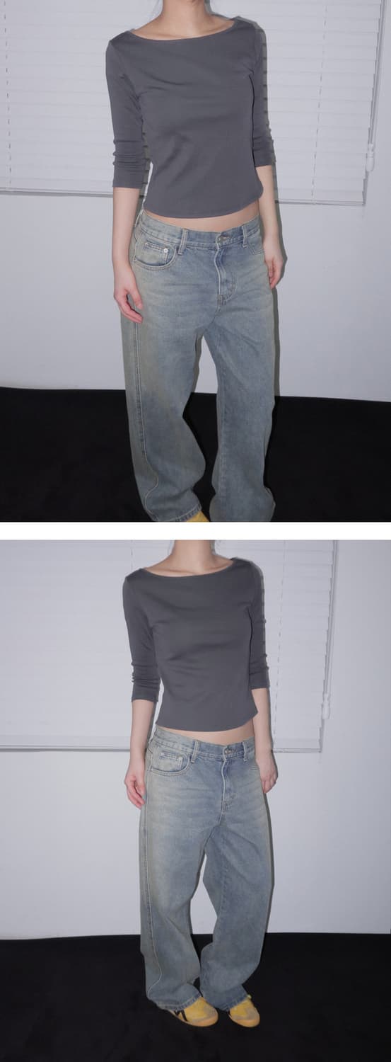 낫띵인커먼 빈티지 브러쉬 워싱 세미와이드 데님팬츠 상품이미지2