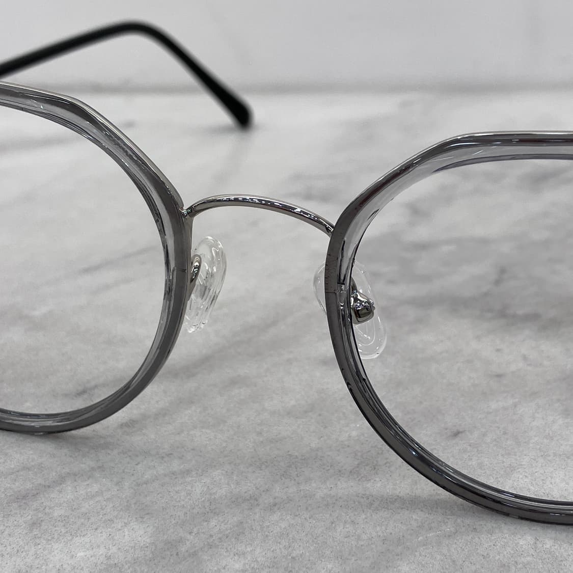 C39 FZ 실버 그레이 라운드 콤비 메탈테 안경 상품이미지5