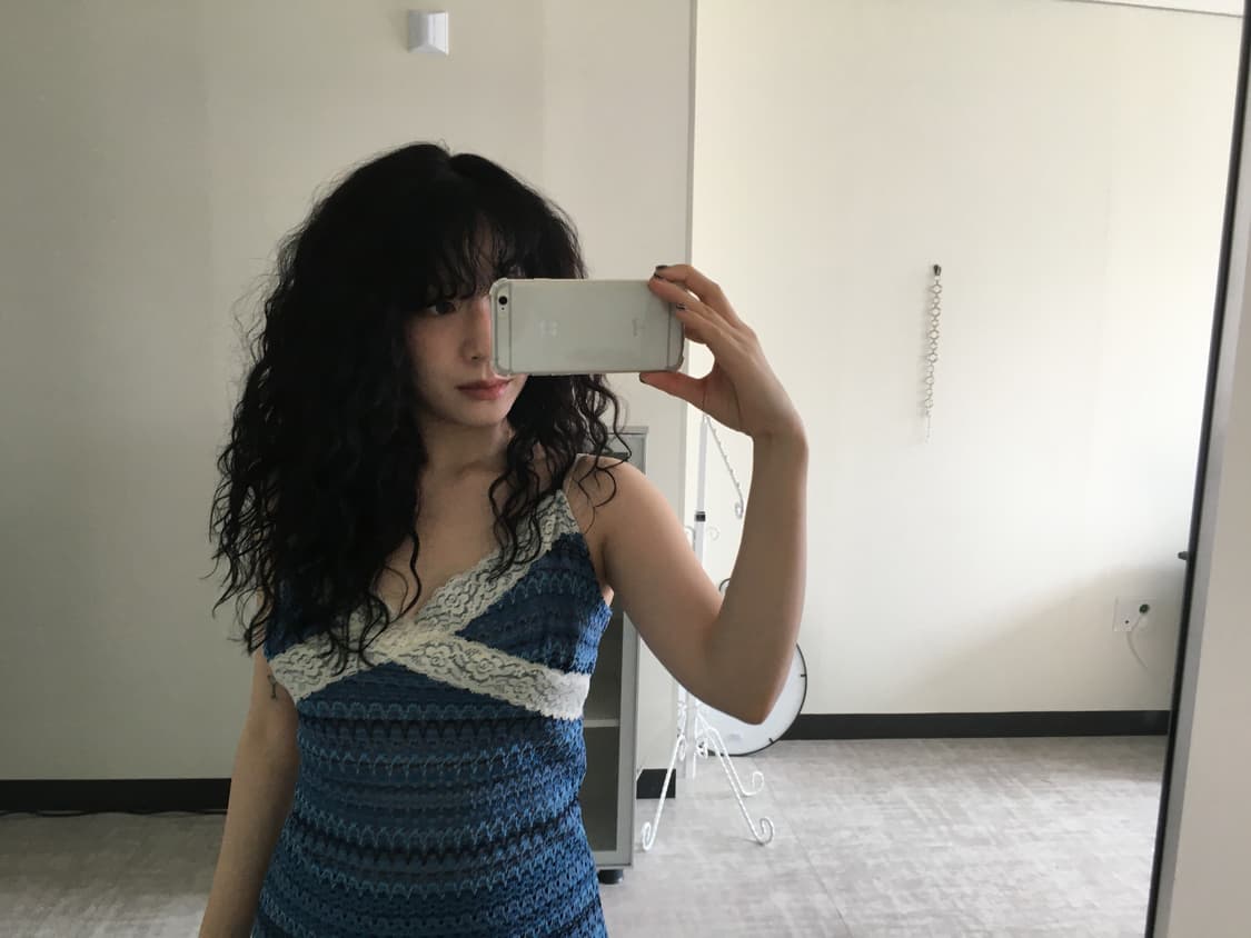 blue lace knit mini dress 상품이미지3