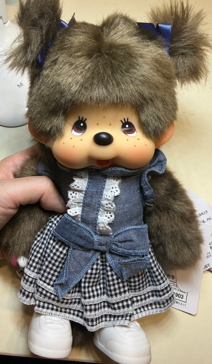 (무료배송)몬치치 양갈래 데님 체크 원피스 M 새제품 상품이미지1