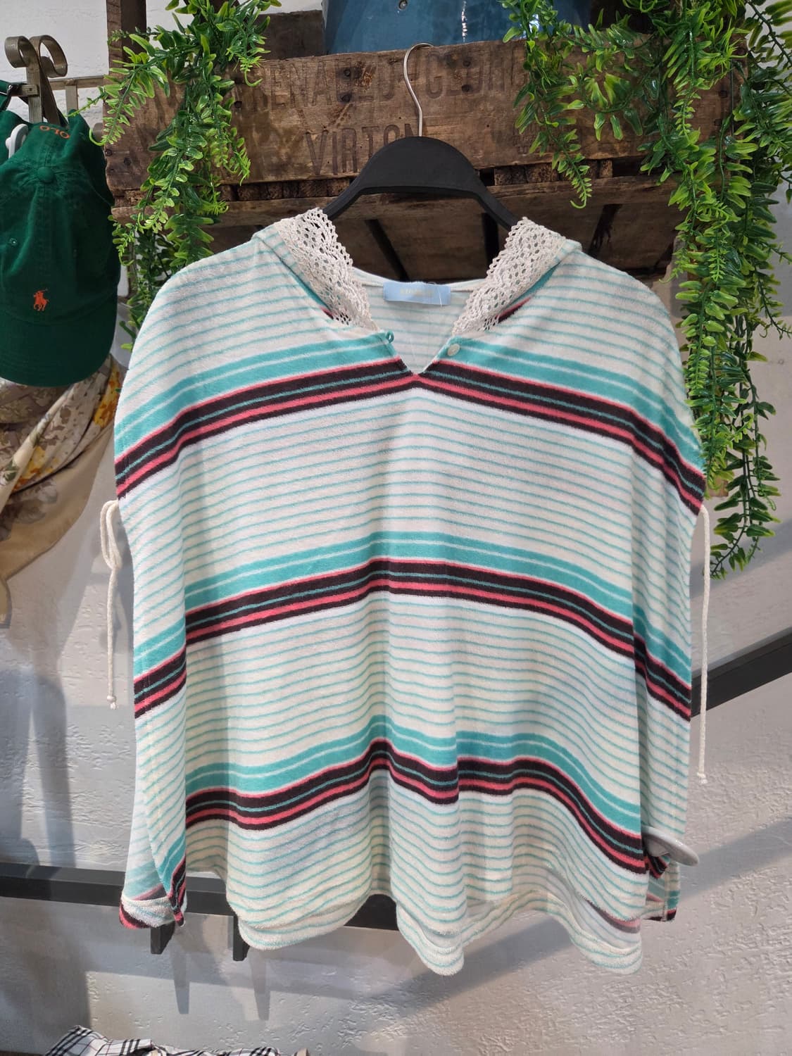 VINTAGE 민트 스트라이프 케이프 상품이미지1