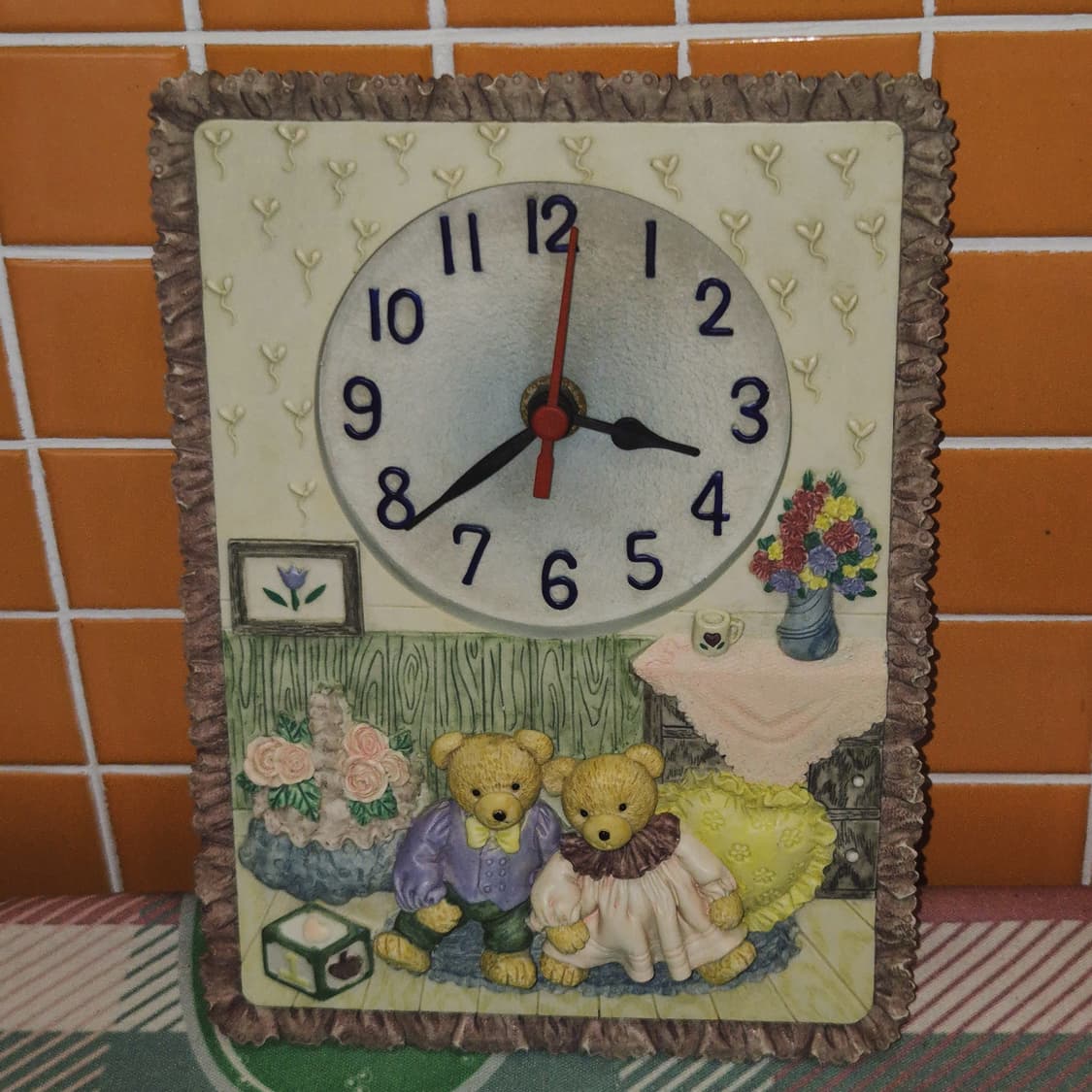 90s 레트로 러브 테디베어 벽걸이 시계 상품이미지5