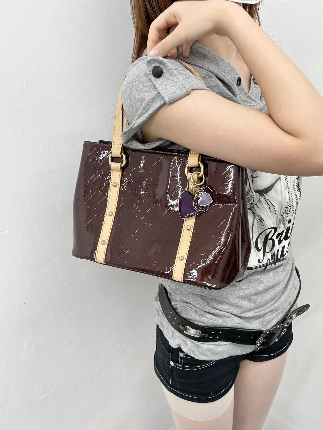 러브캣 하트 페이던트 키링 숄더백🍩 상품이미지3