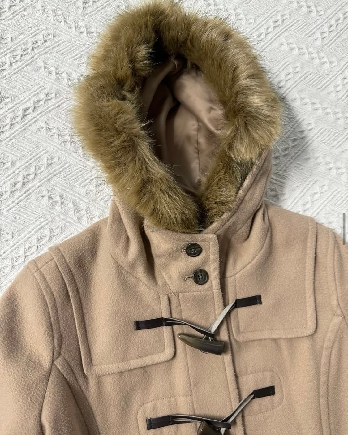 퍼 후디드 하이넥 더플 코트 상품이미지3