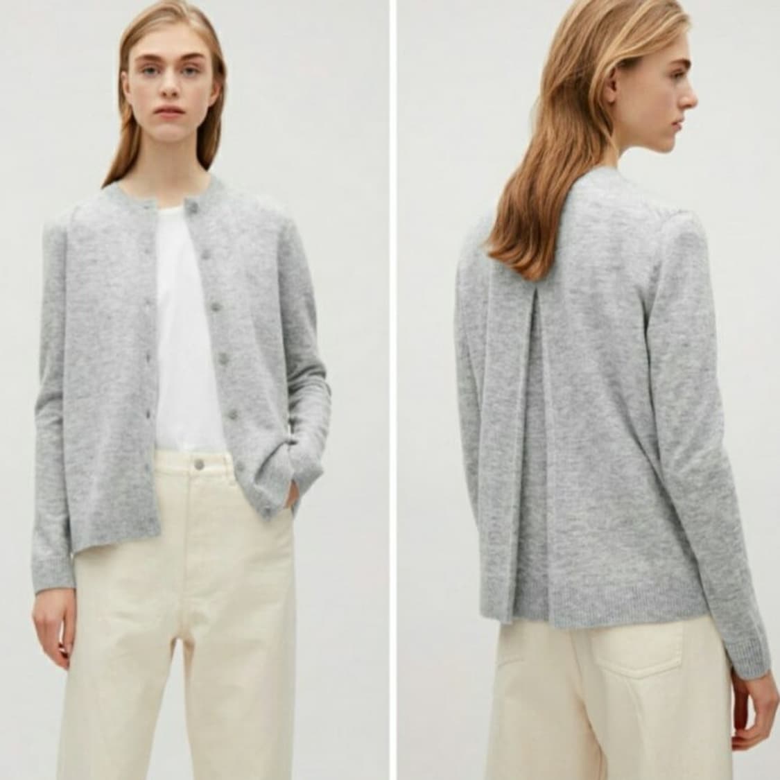 M COS 코스 알파카 혼방 백 플리티드 라운드 니트 가디건 상품이미지1