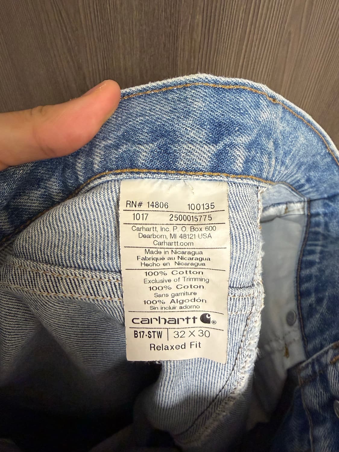 빈티지 칼하트 워크 데님 연청 32x30사이즈 상품이미지4