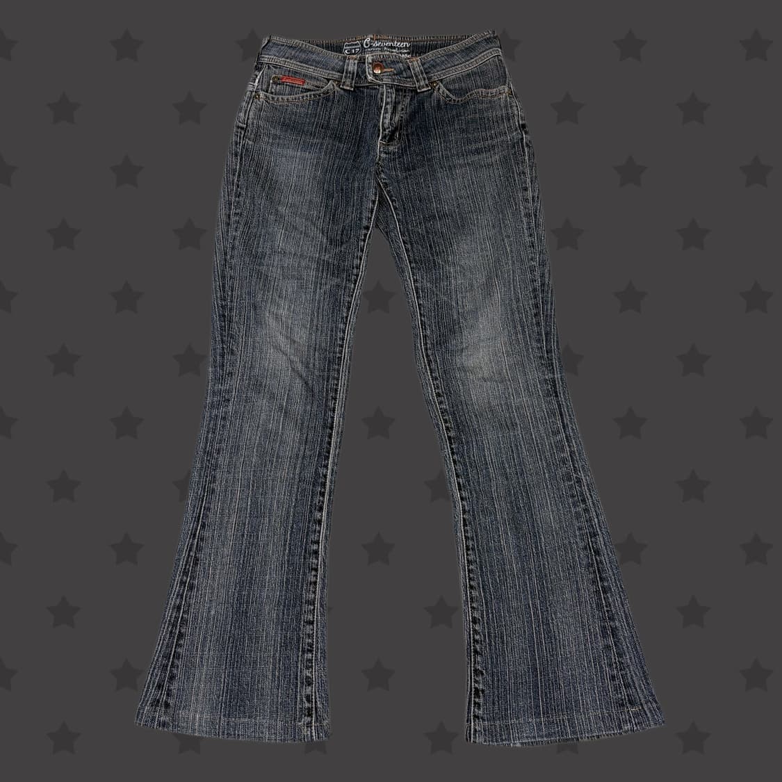 (이체시에눌)고딕펑크 트루릴리젼깔 워싱 대장 로우라이즈 데님 부츠컷 팬츠 상품이미지1