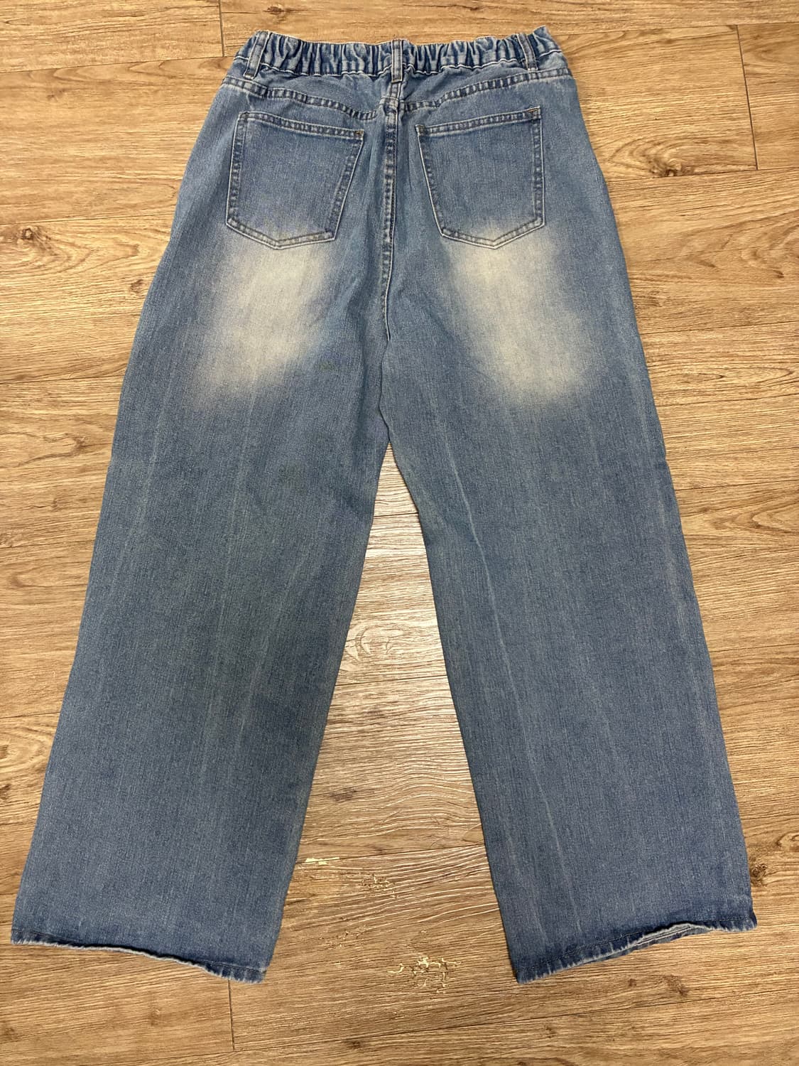 워싱 와이드 청바지 연청 상품이미지2