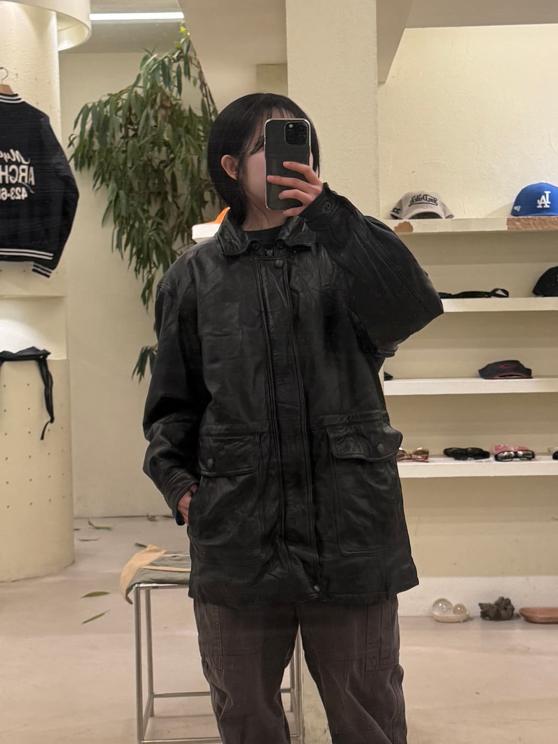 빈티지 블랙 가죽 자켓 U475 상품이미지1