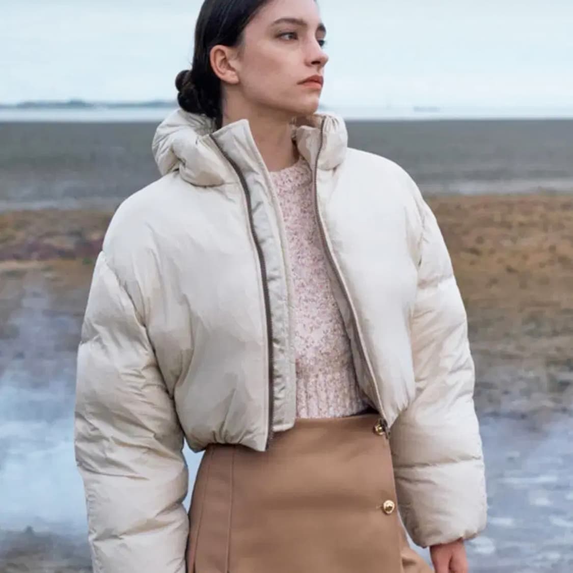 안젤로비안코(angelo bianco) Mako 후디 크롭패딩 프리사이즈 상품이미지2