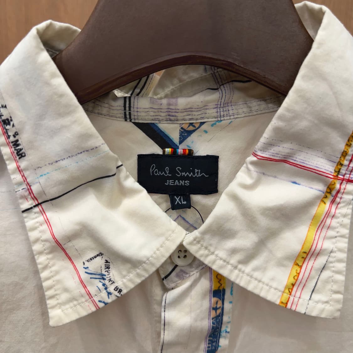 폴스미스 진스 반팔 코튼 셔츠 라인 그래픽 프린팅 디테일 화이트 상품이미지6