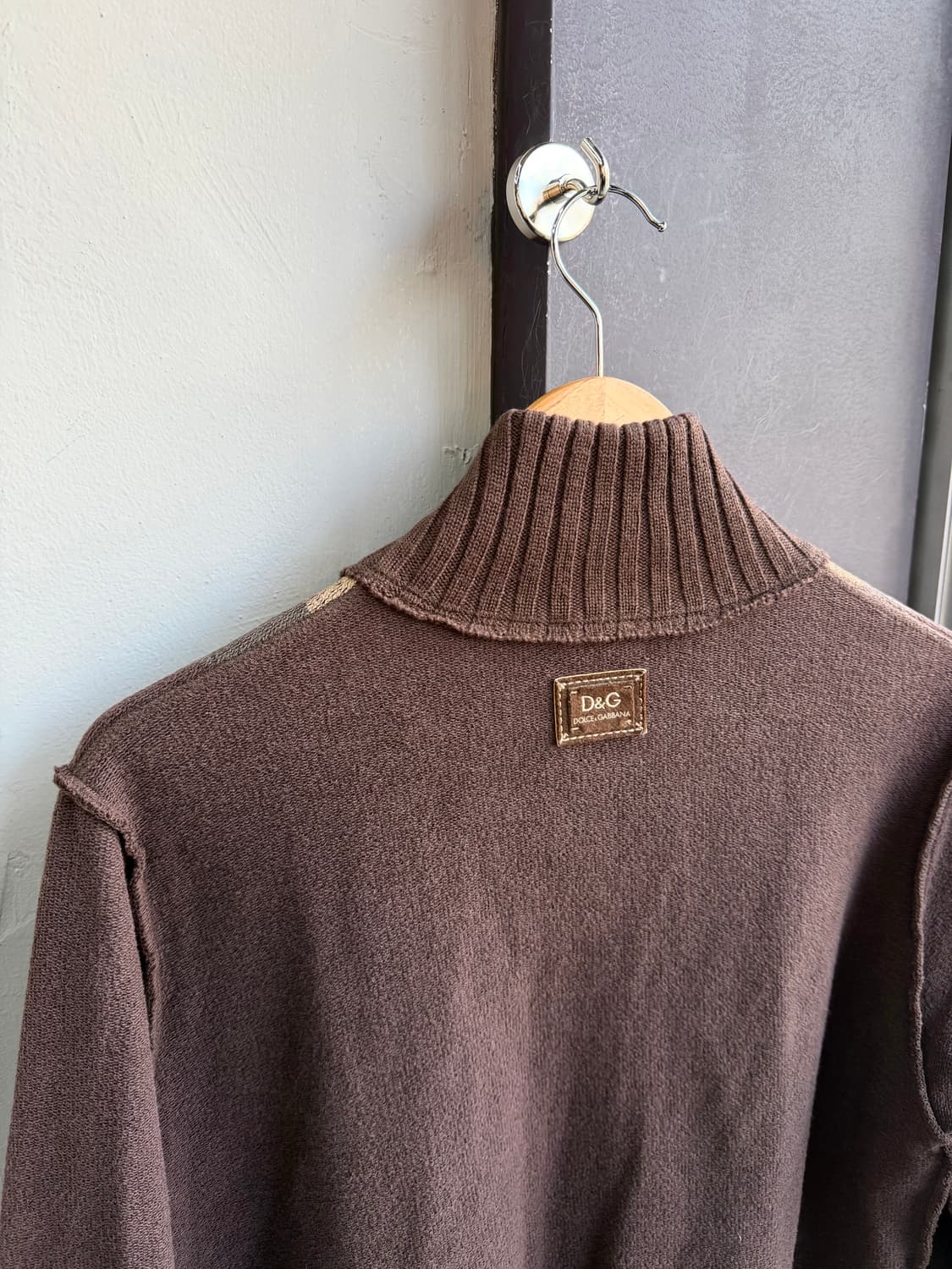 L/ 돌체앤가바나 아가일 백패치 니트 집업 상품이미지6