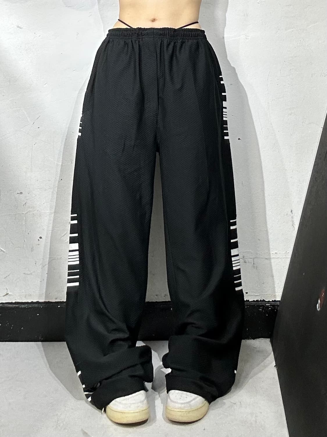 일본 빈티지 블랙 자수 포인트 힙합 새깅 추리닝 바지 트레이닝 팬츠 L 상품이미지2