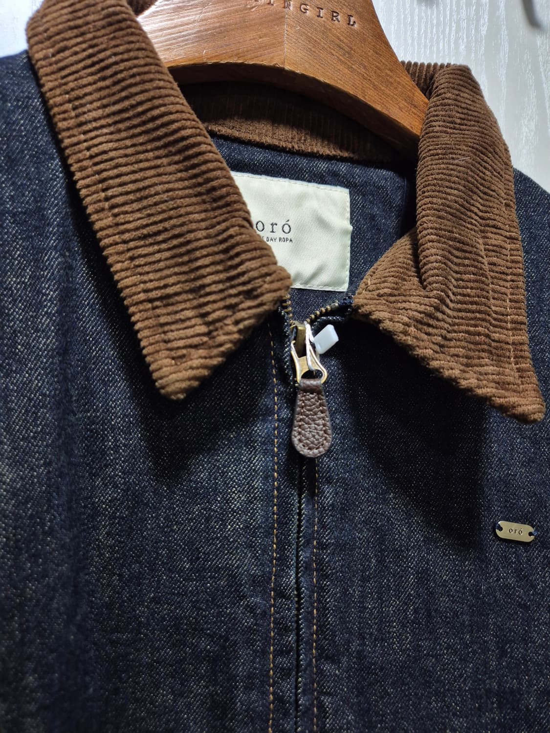 (새상품) 데님 블루종 자켓 코듀로이카라 상품이미지3