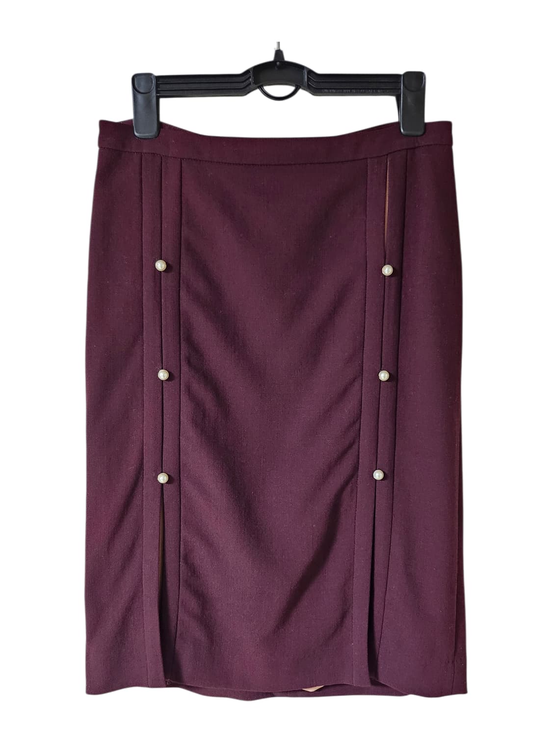 질스튜어트뉴욕 버건디 진주버튼 슬릿 스커트 56cm H라인 정장 출근룩 상품이미지2