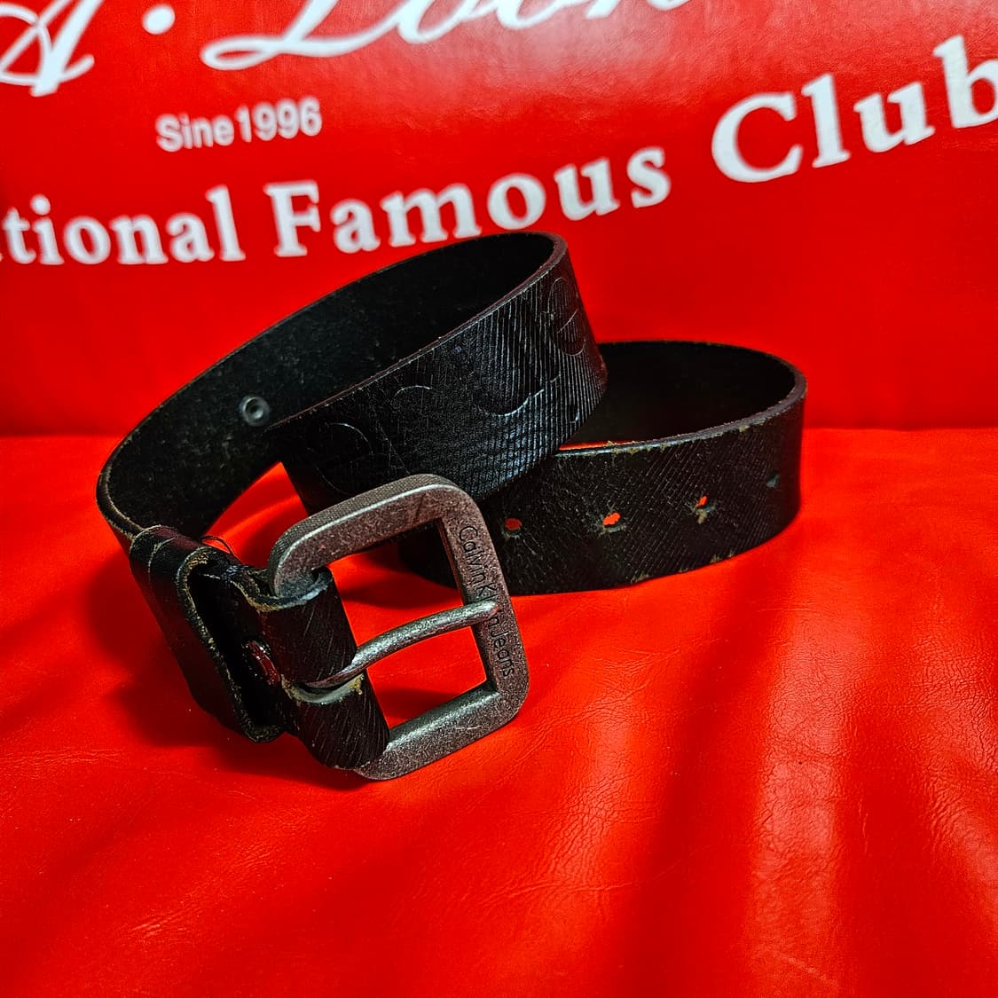 켈빈클라인 00's  y2k 빈티지 레터링 워시드 가죽 벨트 상품이미지1