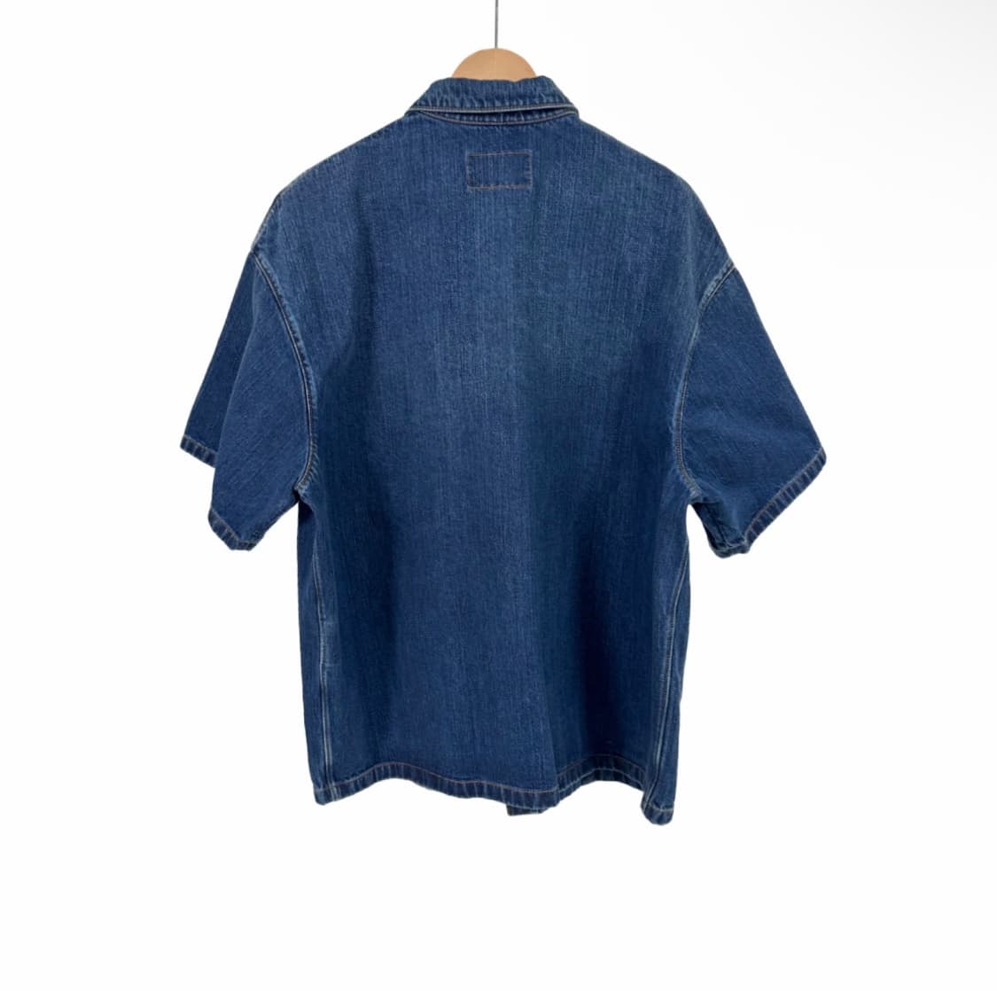 [XL] 프라다 남성 삼각로고 청 데님 반팔 셔츠 자켓 블루 GEC067 상품이미지2