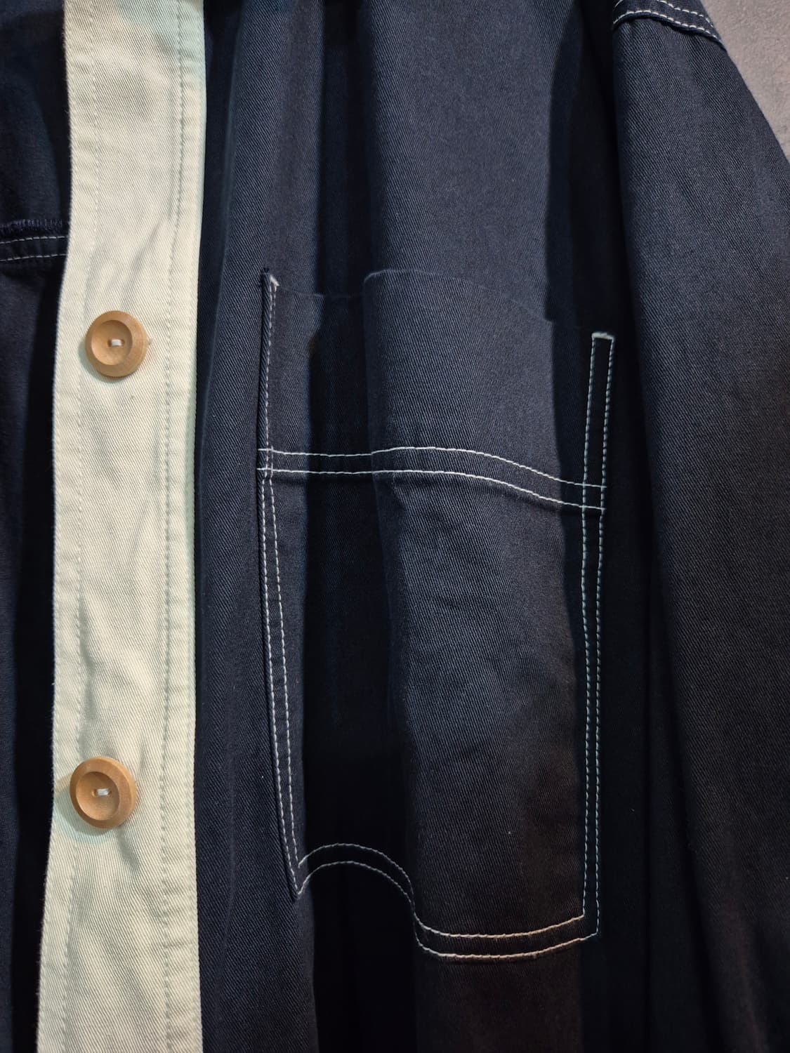 스튜디오톰보이 데님 배색 롱 셔츠 원피스 프리사이즈 상품이미지4