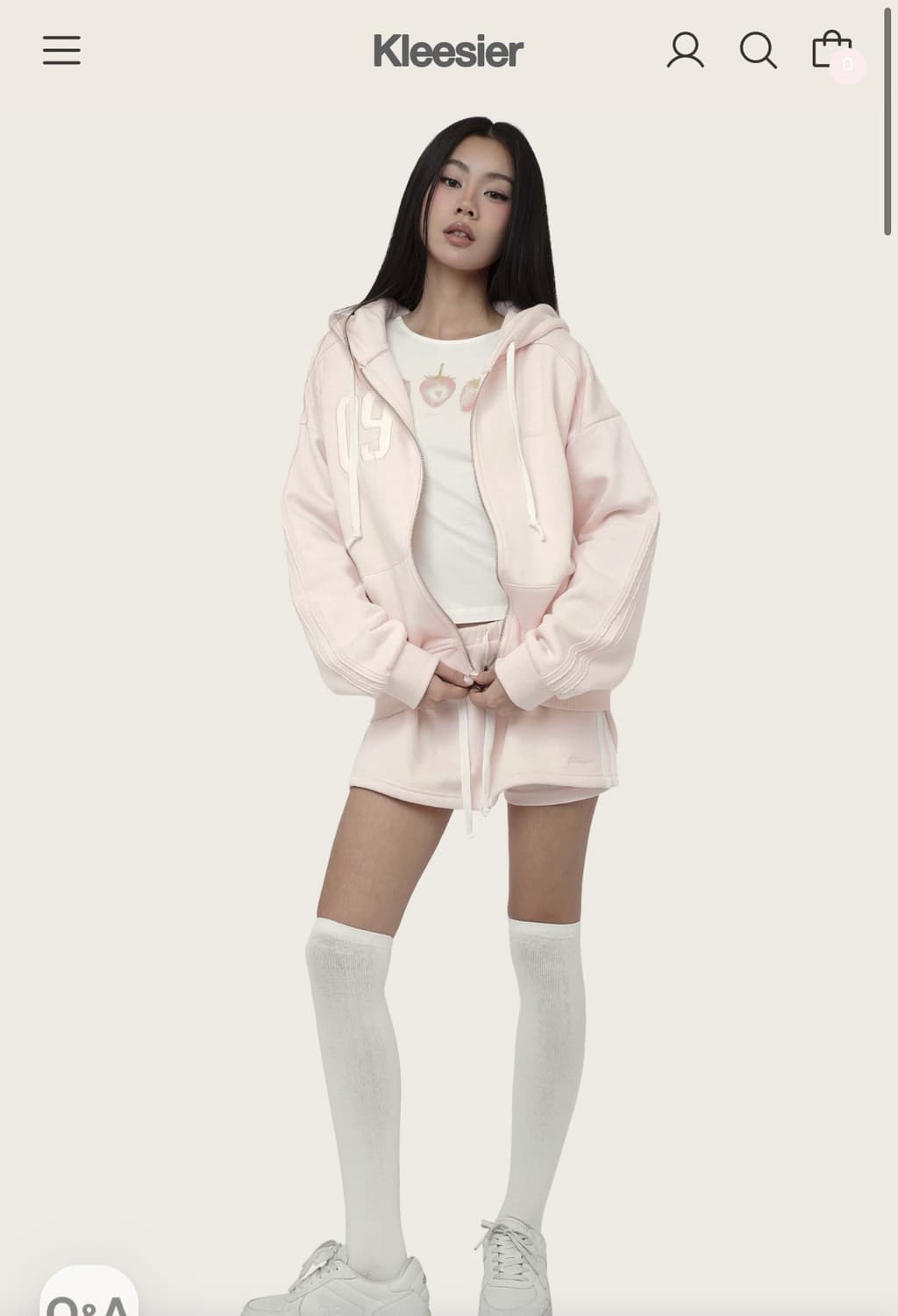 클리시어 09 넘버링 후드집업 핑크 상품이미지1