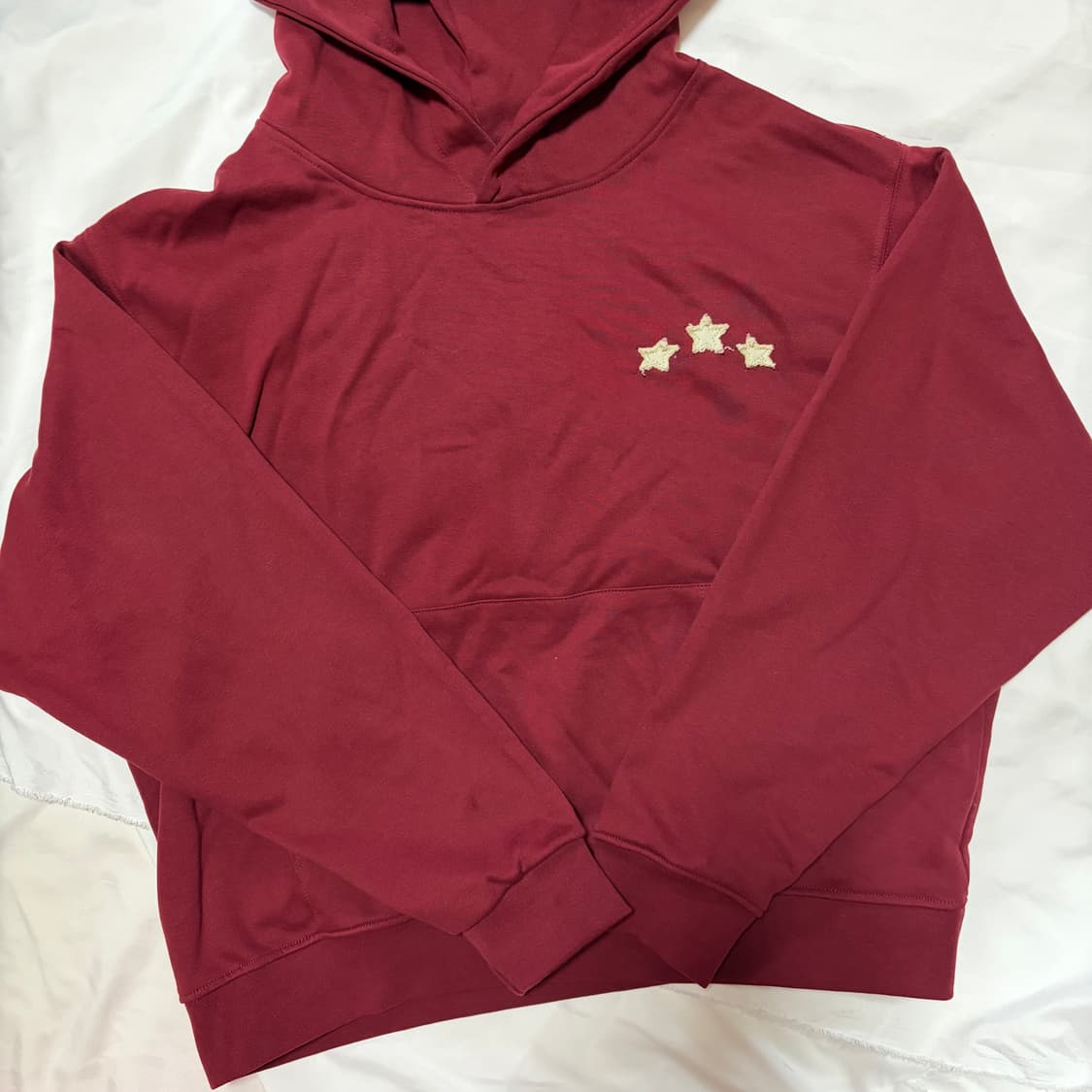 아플리케 8 빅로고 오버사이즈 숏 후드 버건디 상품이미지3