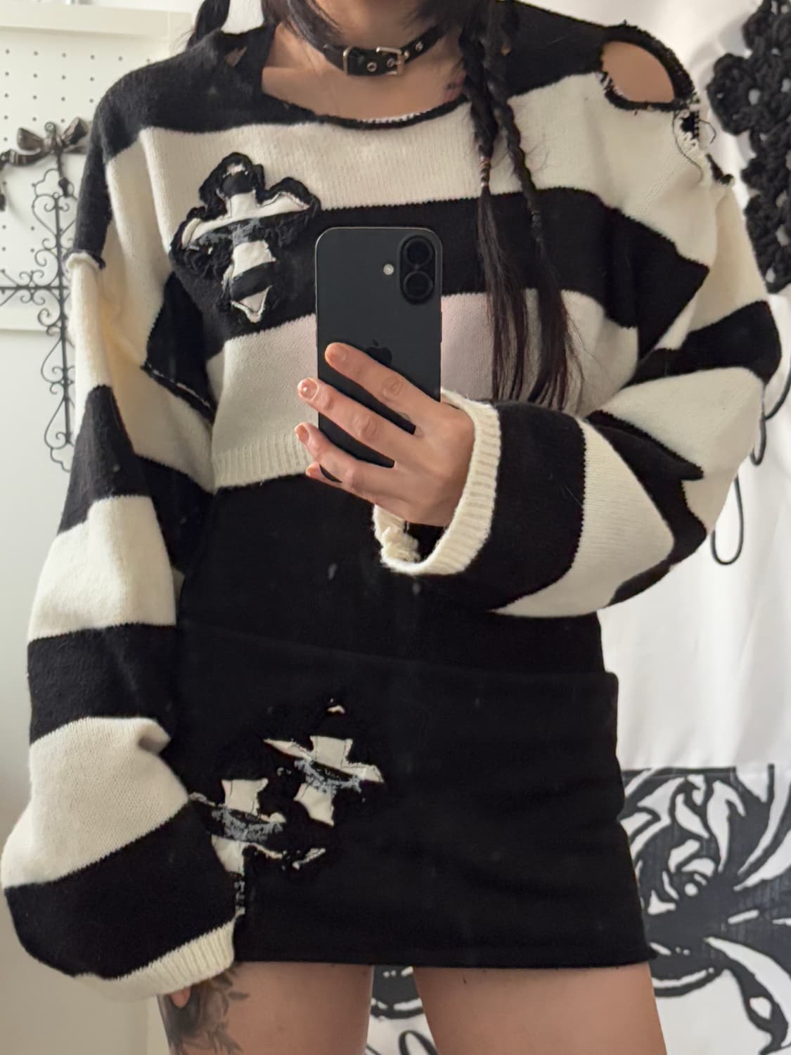• striped cross-patch cropped knitwear 상품이미지9