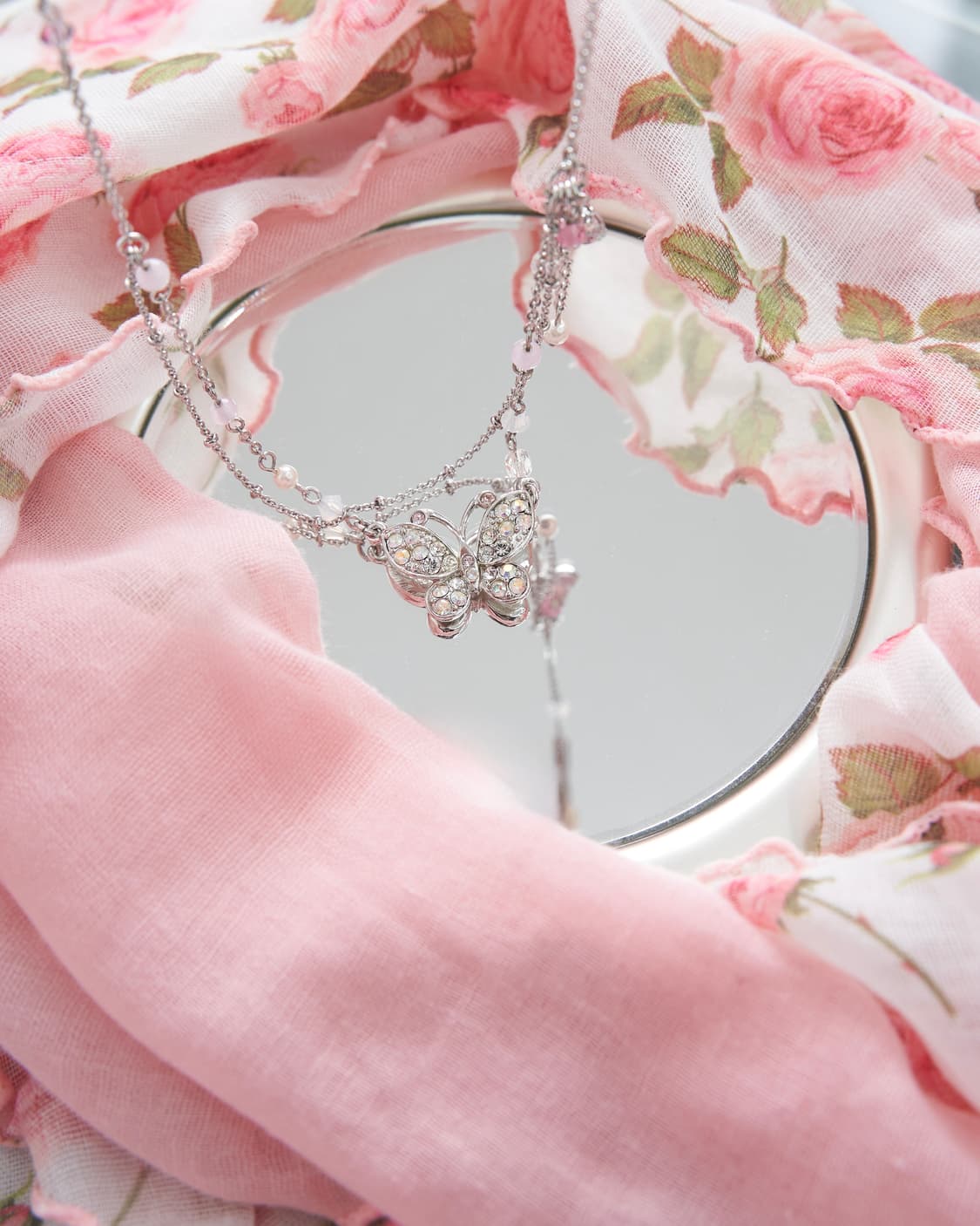 Anna Sui 이중 레이어드 드롭 화이트 목걸이 상품이미지1