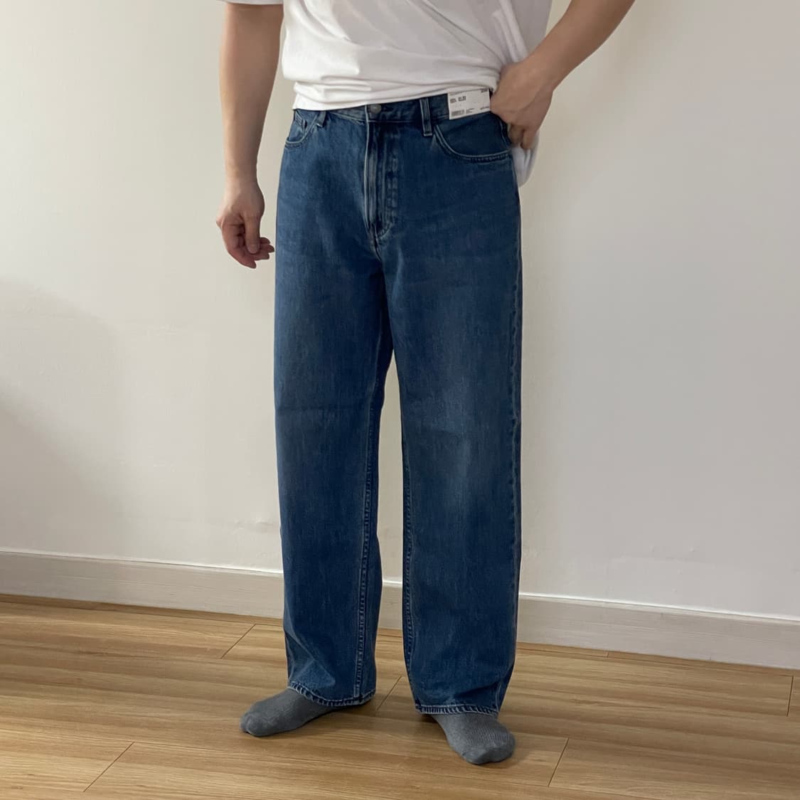 (새제품)유니클로 와이드스트레이트진 66BLUE (33) 상품이미지5