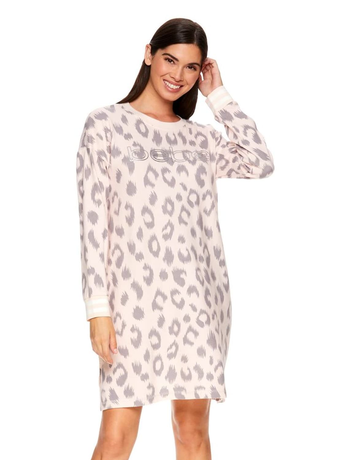 레오파드 니트 롱 원피스 베이지 상품이미지4