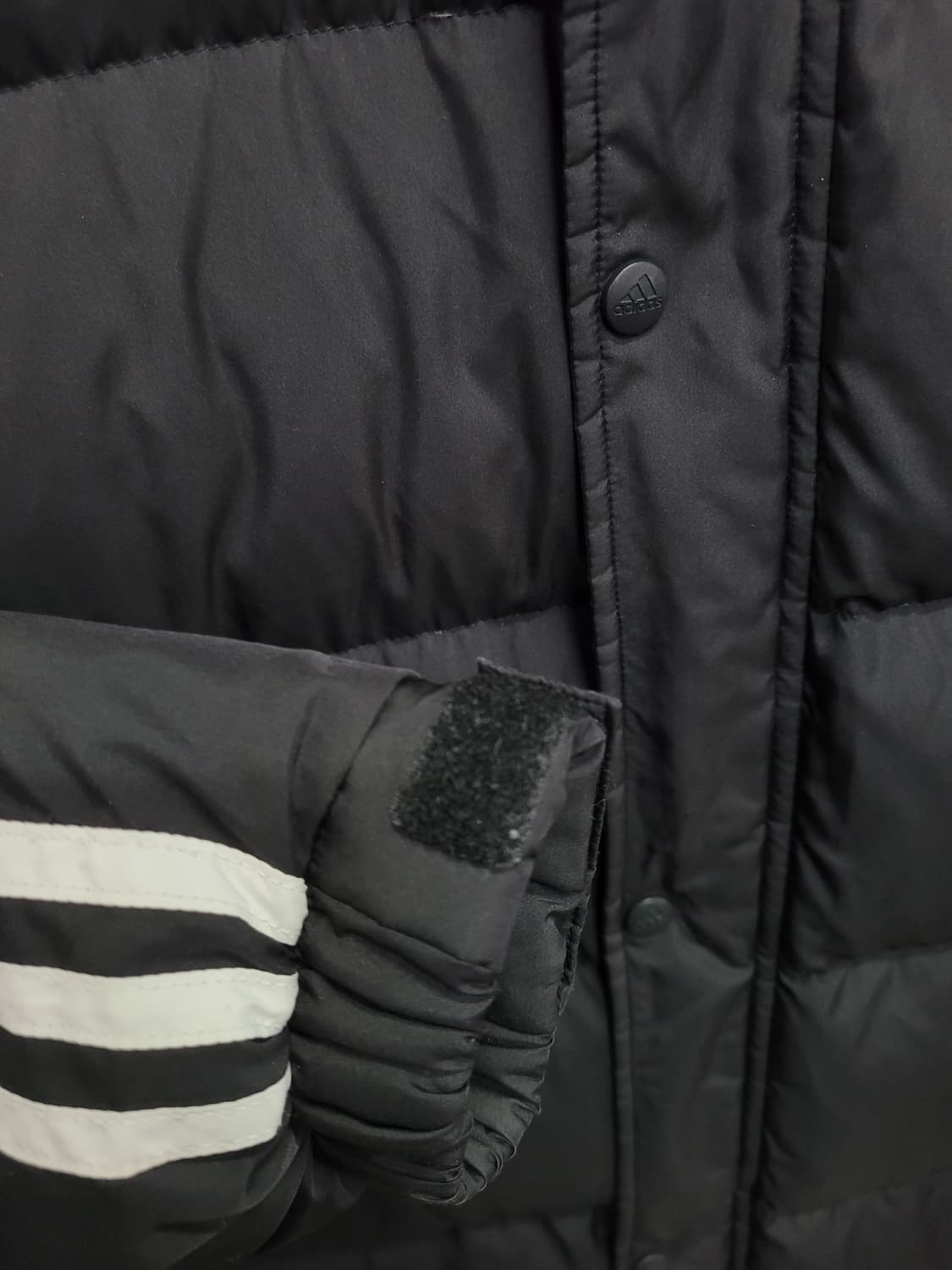 Adidas 아디다스 블랙 삼선 롱패딩 덕다운 (모자 분리형) 상품이미지6