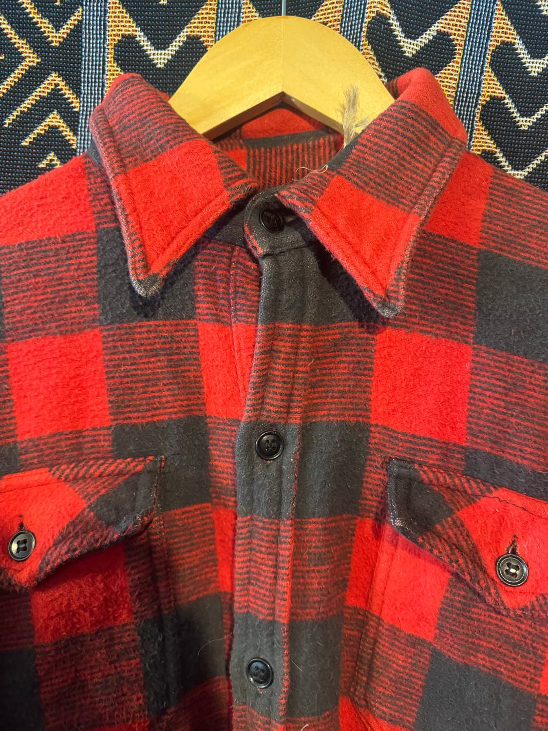 USA (울)폴라넬 체크  셔츠 레드 상품이미지3