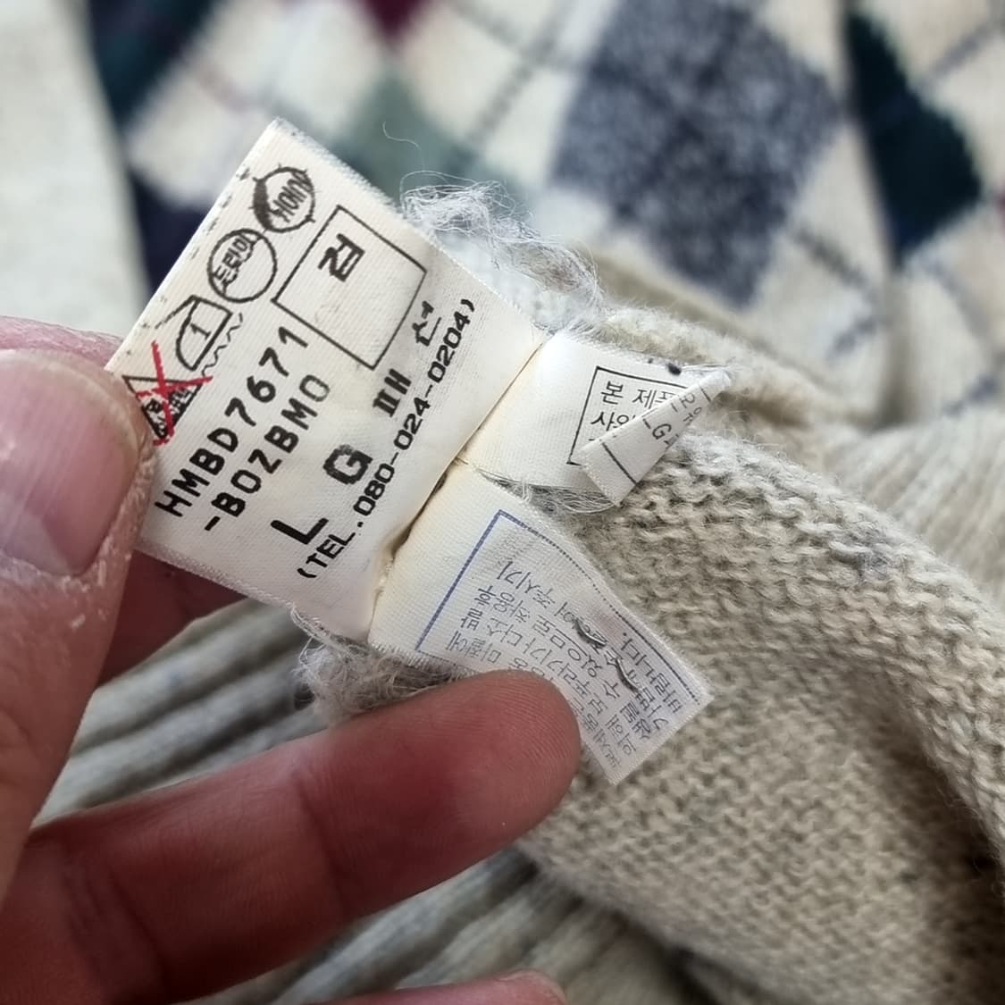 lg패션 제이프레스 빈티지 아가일 패턴 니트 스웨터(105) 상품이미지7