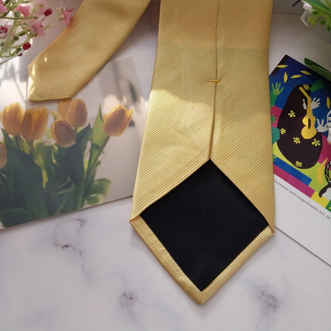발렌티노 실크 레몬 솔리드 넥타이 8.7cm A+등급 K1544
 상품이미지8
