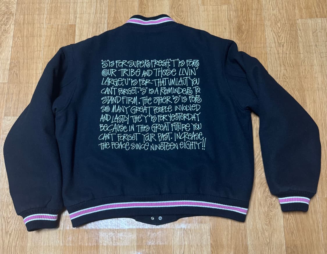 스투시 S 토크 멜튼 바시티 자켓 블랙 상품이미지1