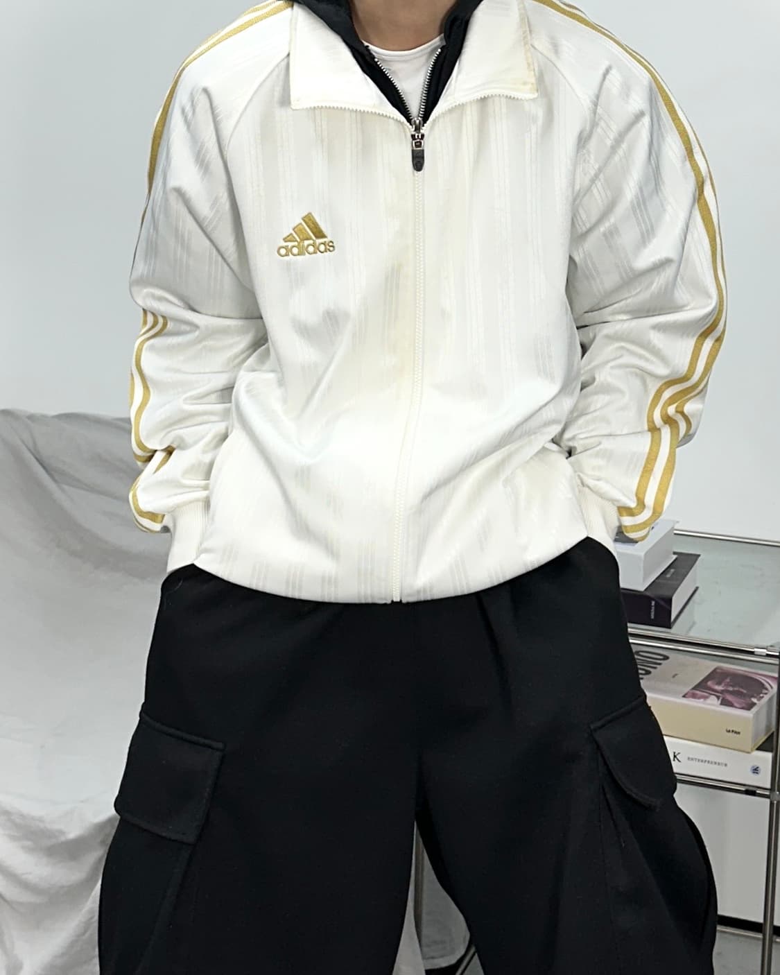 아디다스 제펜 화이트 골드 트랙탑 져지 L 상품이미지1