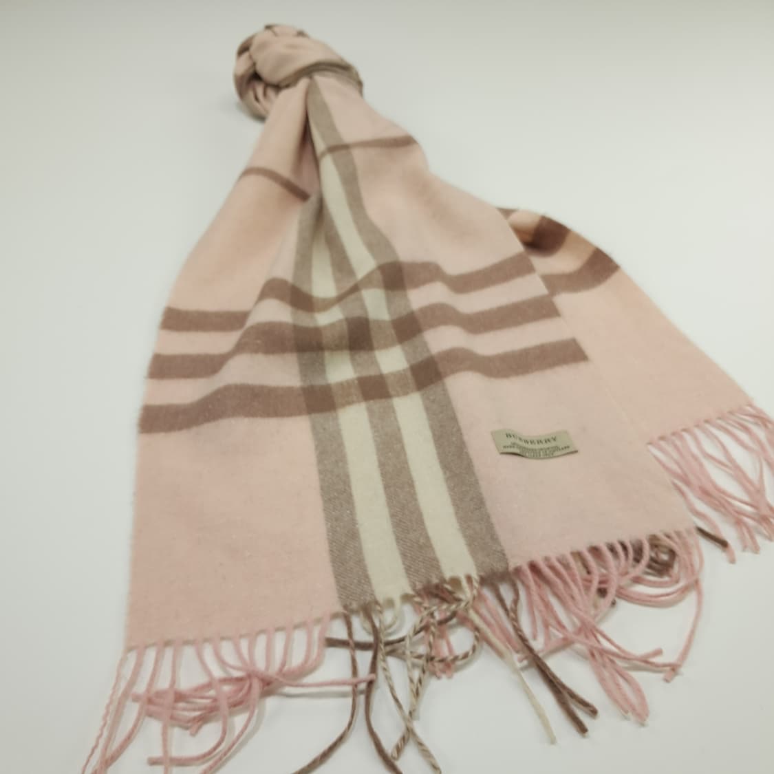 MX158 버버리 연핑크 자이언트 노바체크 캐시미어 울 목도리 머플러 상품이미지2