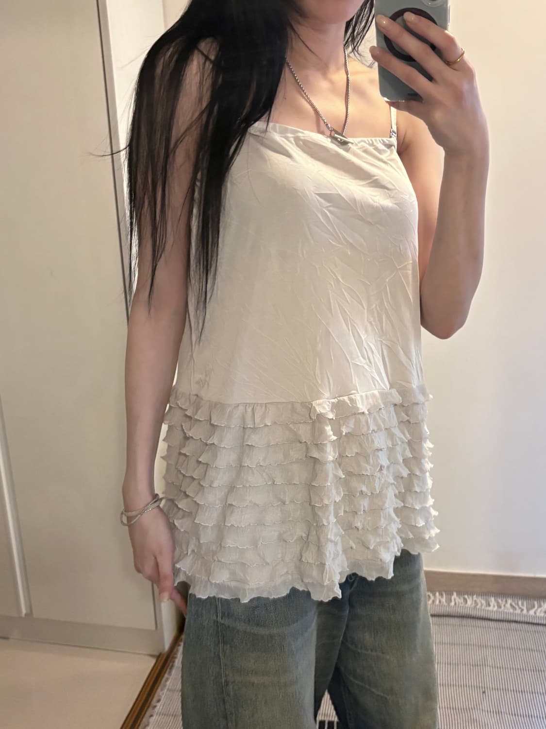 Japanese Vintage Grey Frill Sleeveless  상품이미지1