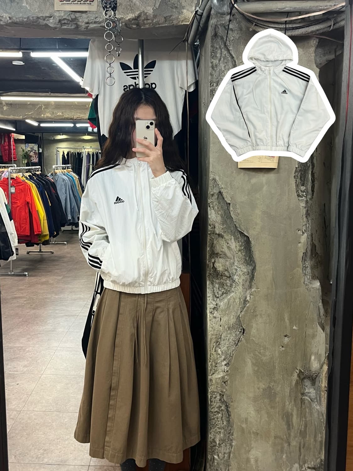 아디다스 크롭 후드 바람막이 화이트 S #csz2255 상품이미지1