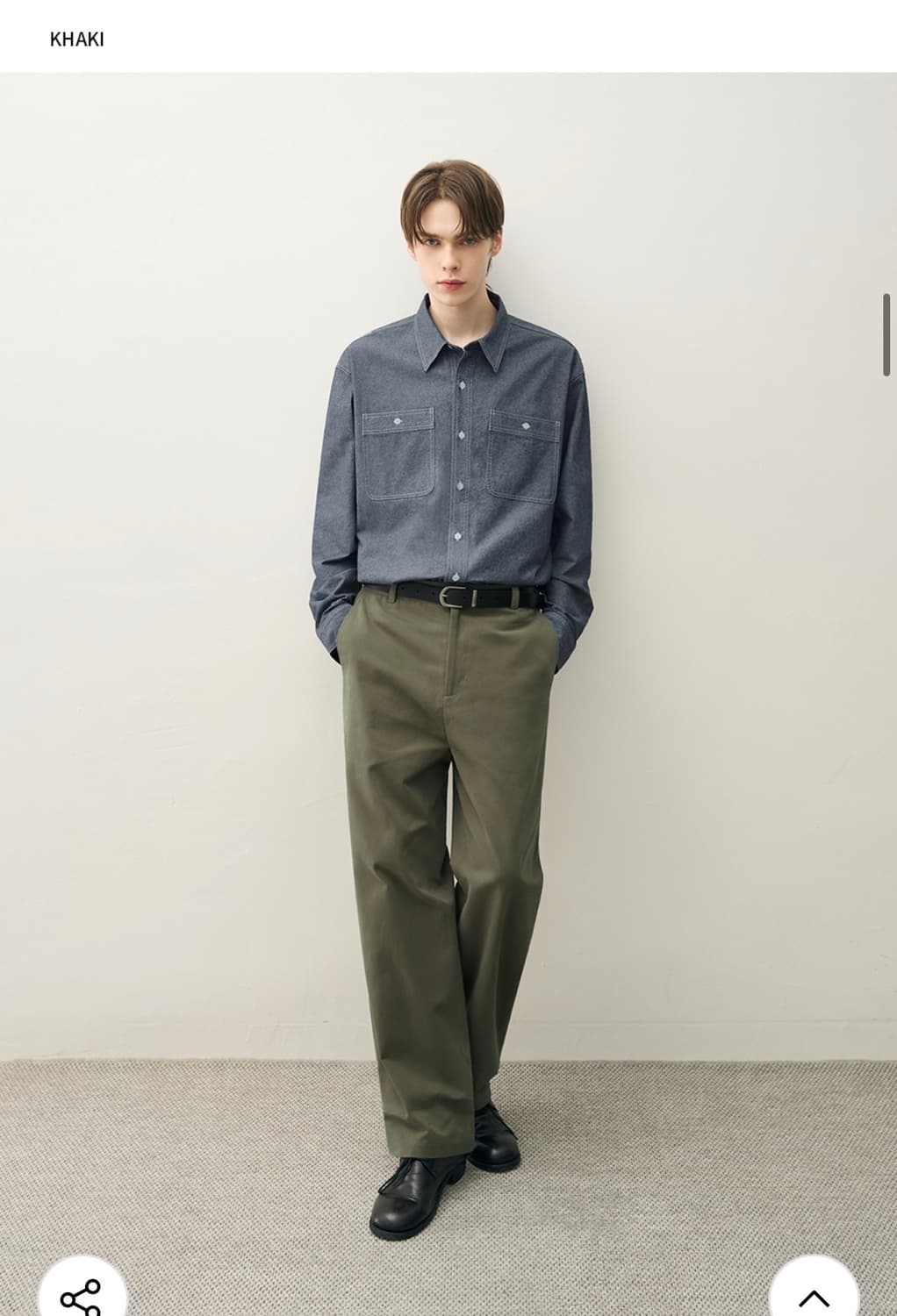 (새상품)(L)[패션플래닛X드로우핏] 세미 와이드 치노 팬츠 KHAKI 상품이미지3