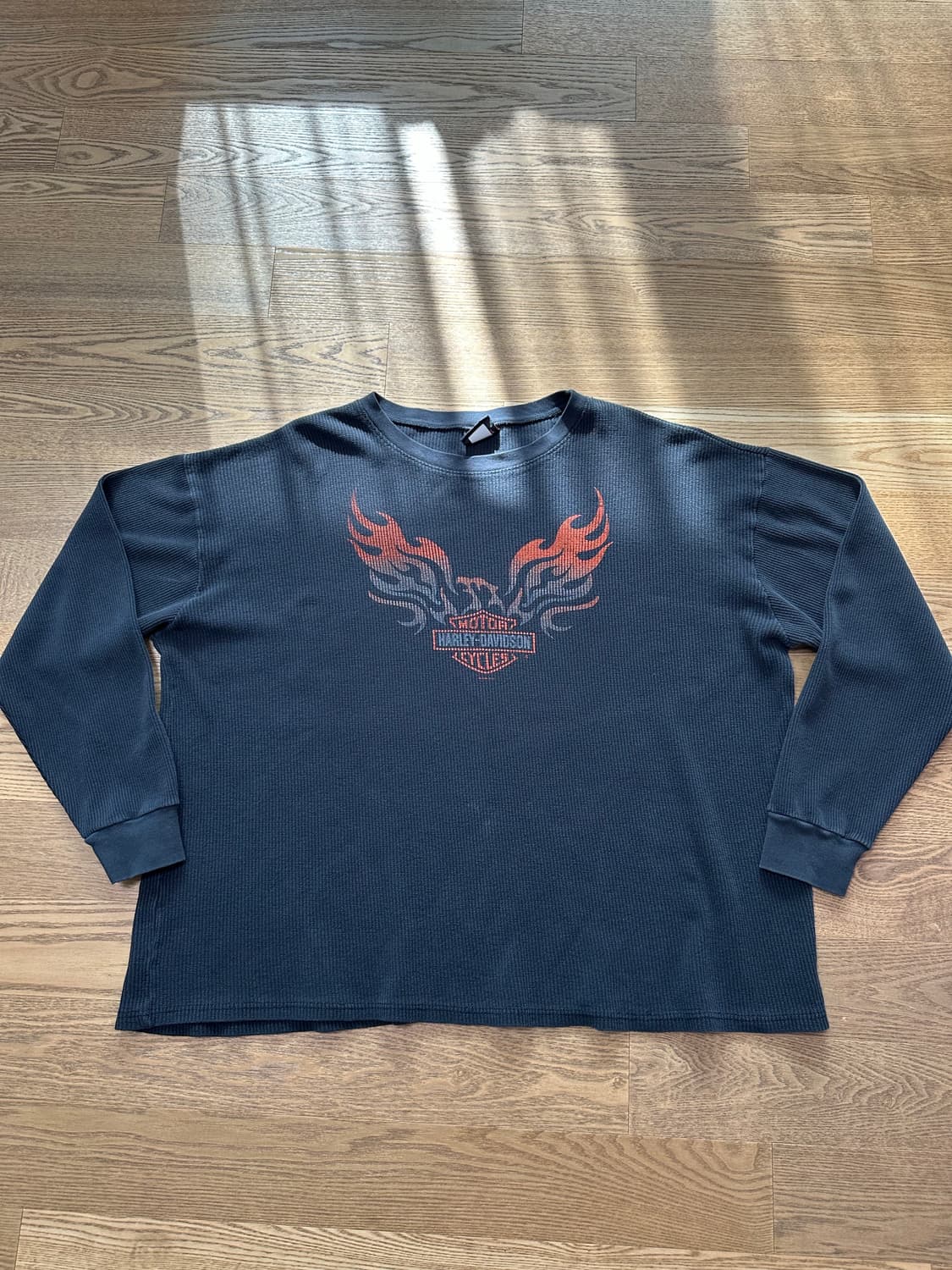 빈티지 할리데이비슨 써멀 롱슬리브 와플티 상품이미지1
