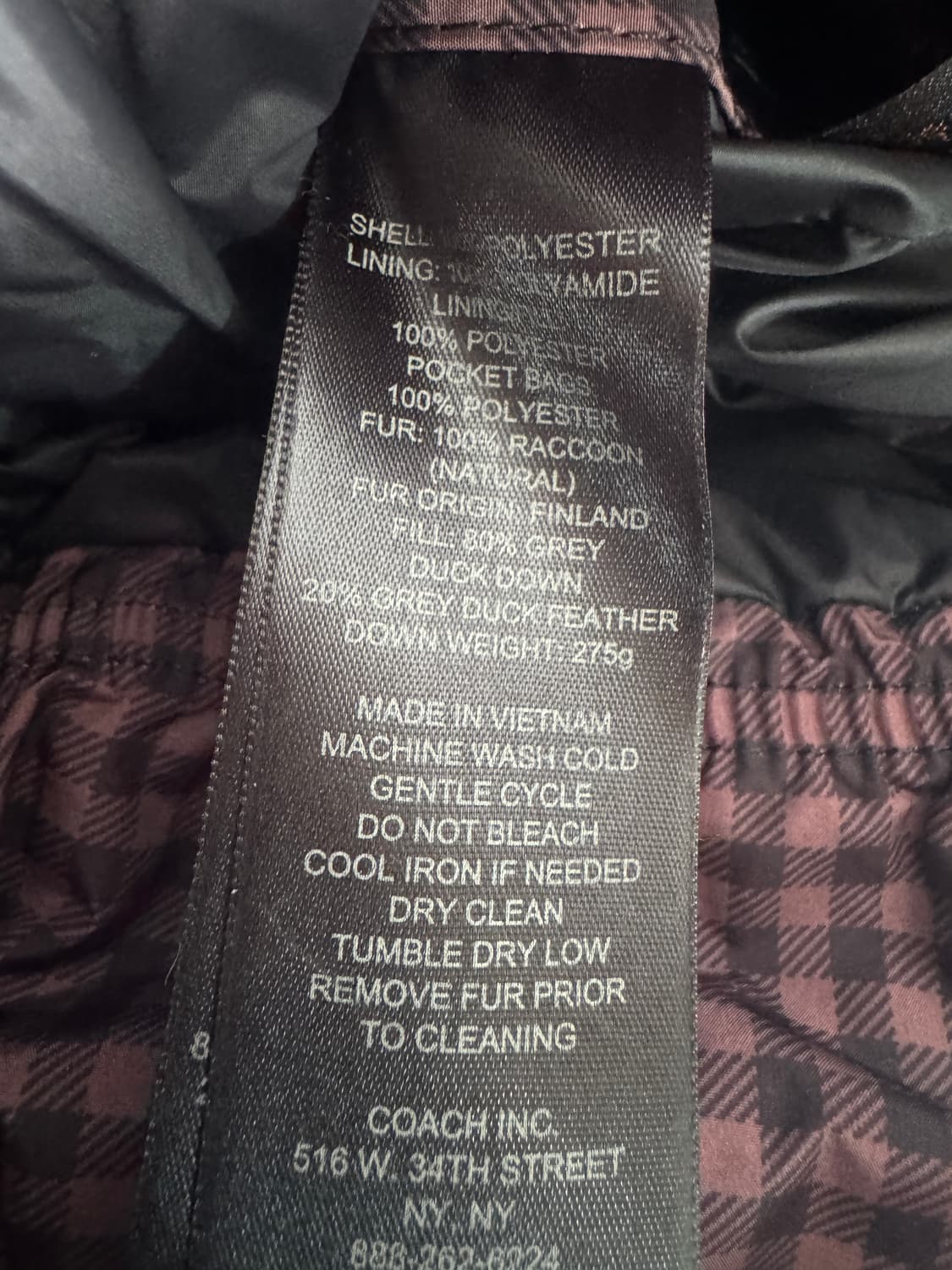 희귀!! 여성 코치 COACH 덕 다운 후드 체크 패딩 L 상품이미지3