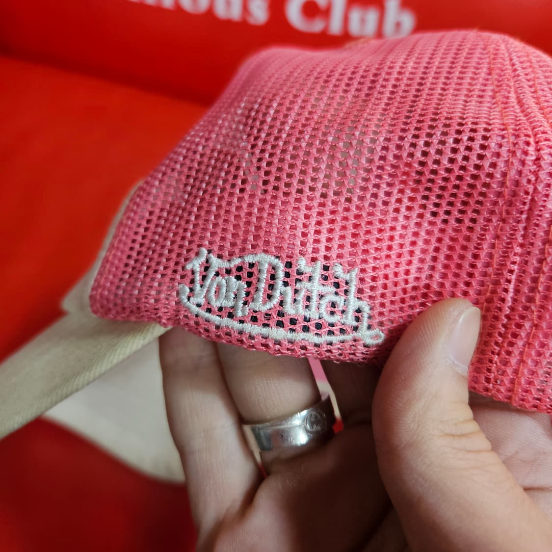 본터치(Vondutch) 베이지 펄 Y2k 핑크 메쉬캡 Free 상품이미지3