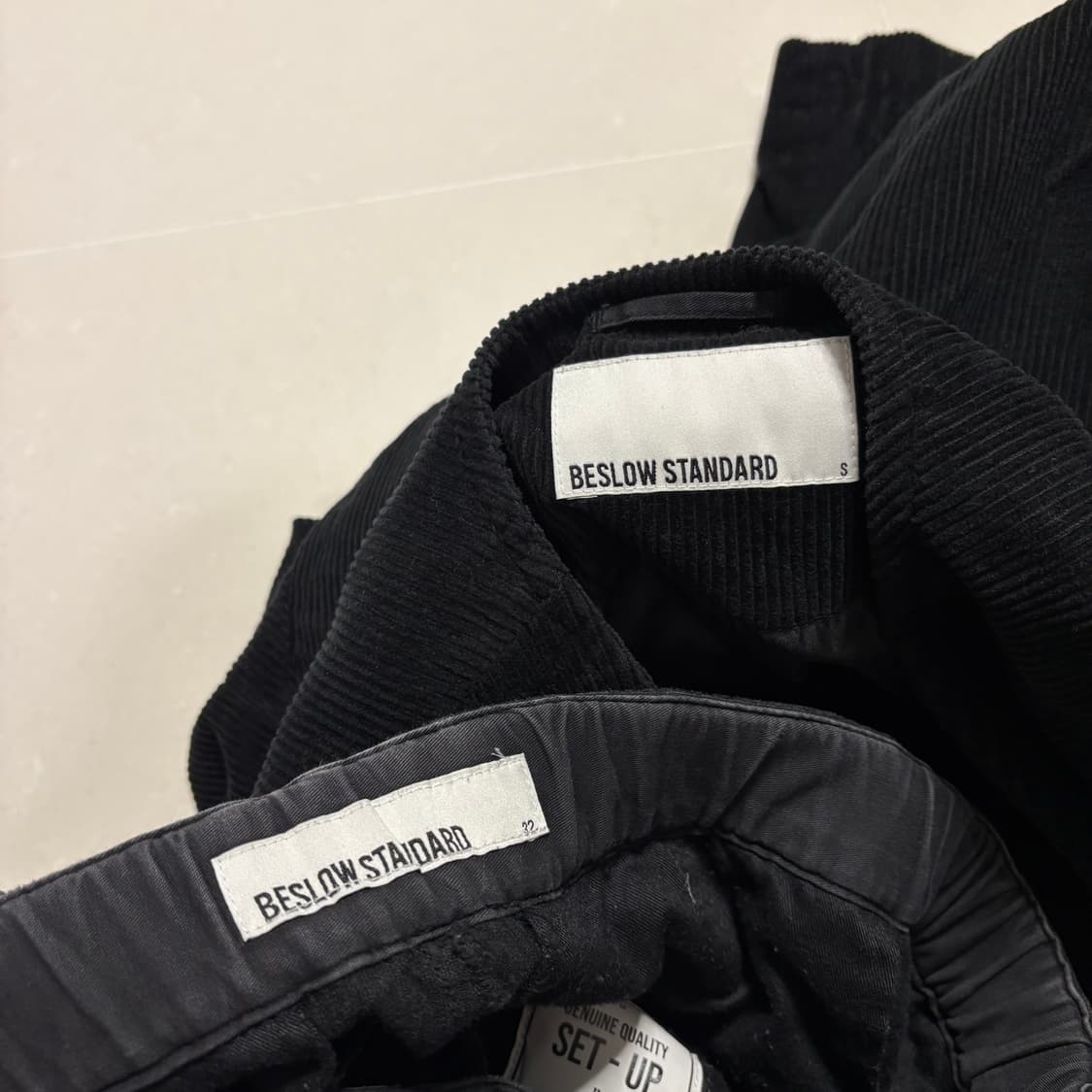 정품 비슬로우 블랙 코듀로이 셋업 카라리스 자켓 벨티드 팬츠 세트 상품이미지9